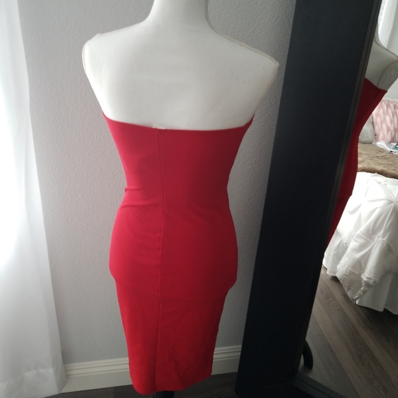 Forever 21 Red Ruffle Tube Dress Sz M - Picture 2 of 5